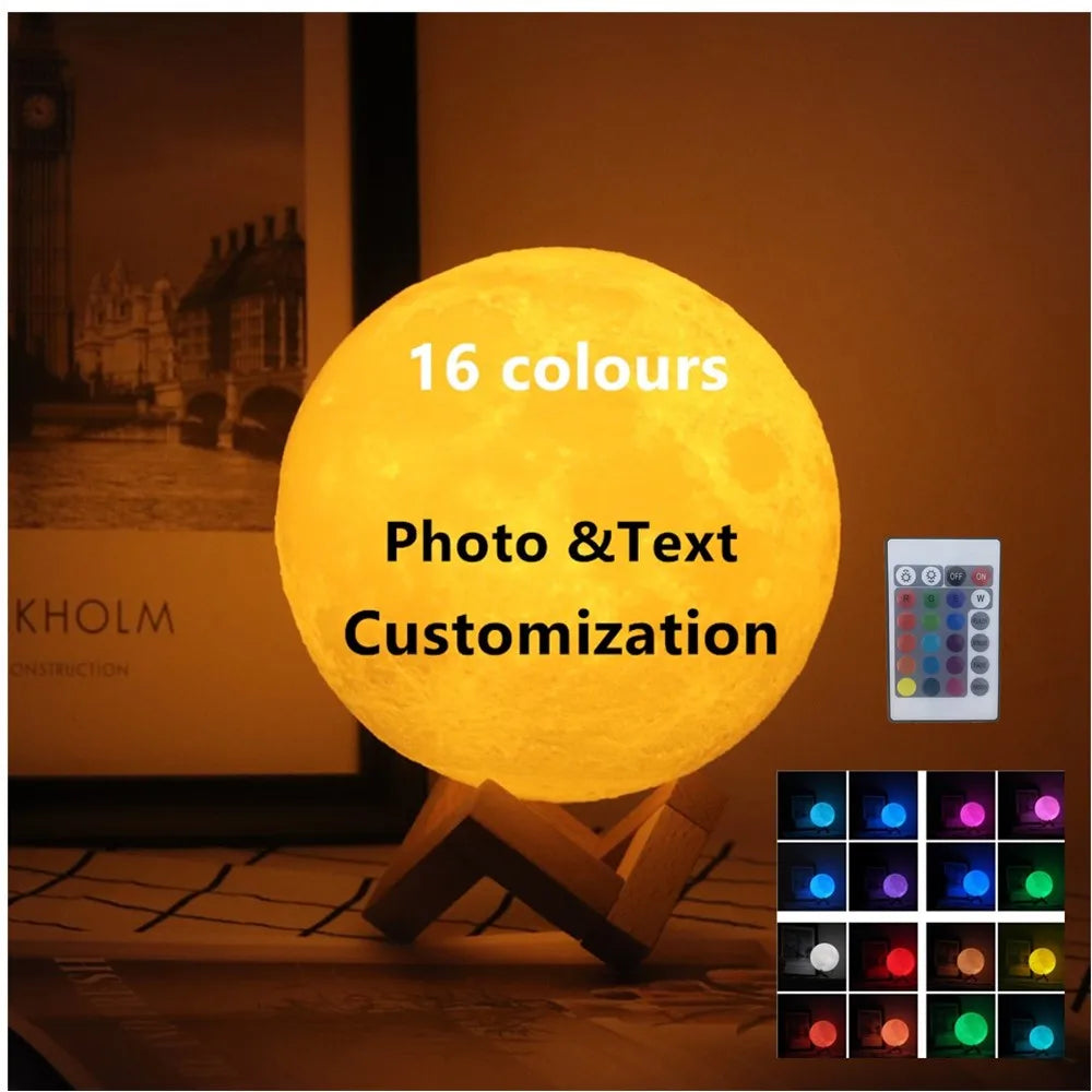 🌟 Lámpara de Luna 3D Personalizada con Foto y Texto