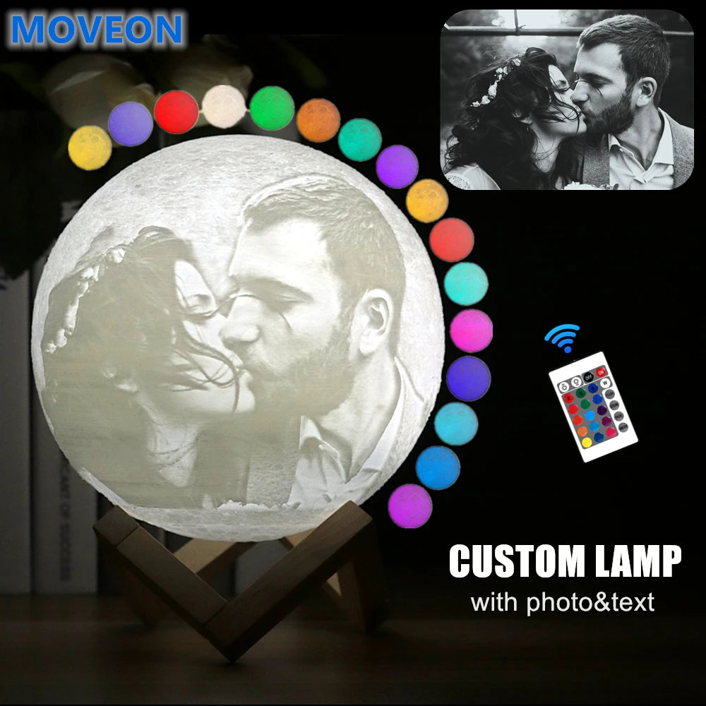 🌟 Lámpara de Luna 3D Personalizada con Foto y Texto