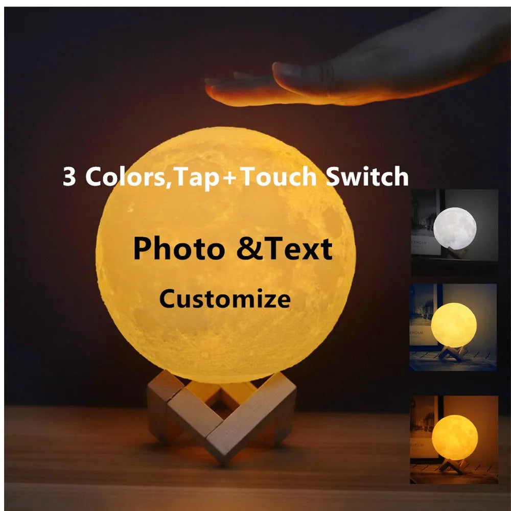 🌟 Lámpara de Luna 3D Personalizada con Foto y Texto