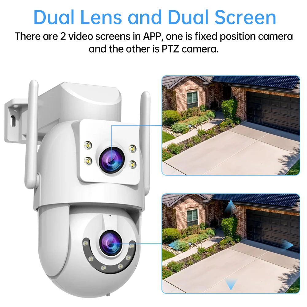 Cámara de Seguridad Inteligente JOOAN 4MP – Doble Lente y Doble Pantalla (WiFi Dual-Band)