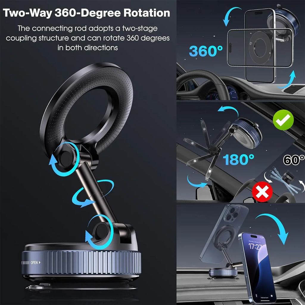 Magnetic Suction Phone Mount 360° – Strong Hold Car & Home Phone Holder-Soporte Magnético para Celular con Succión 360° – Fijación Ultra Fuerte para Carro y Hogar