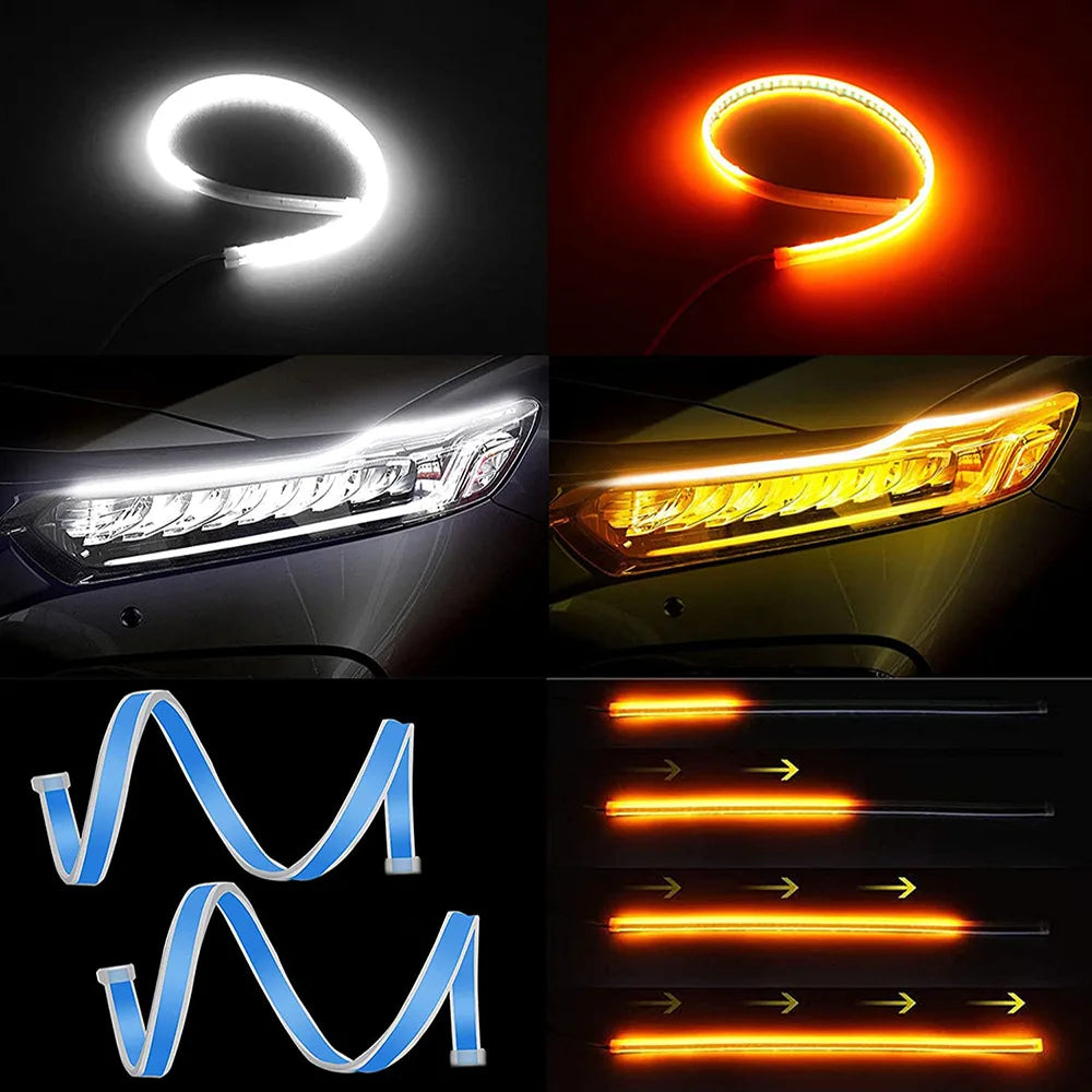 Flexible LED DRL Car Lights – Modern Style + Day/Night Safety-uces LED DRL Flexibles para Auto – Estilo Moderno + Seguridad Día/Noche