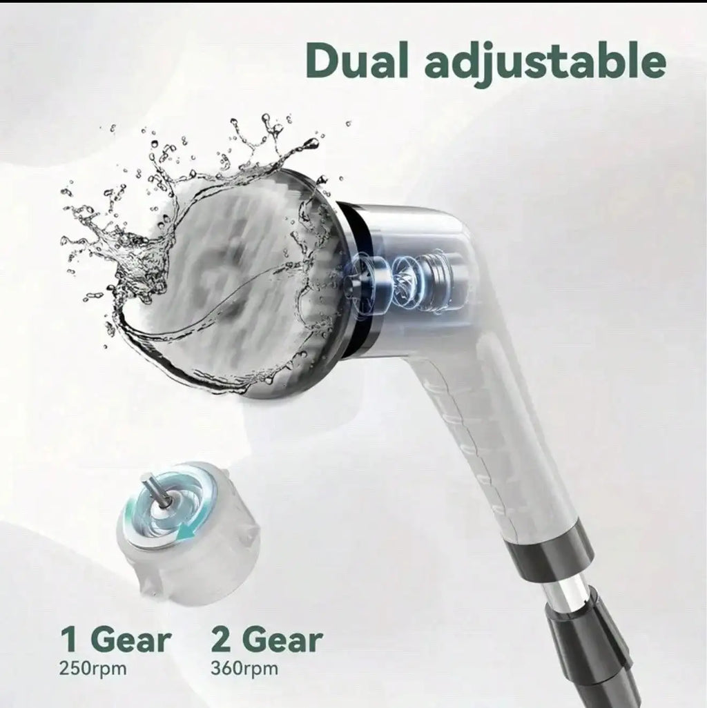 Electric Rotating Cleaning Brush, Rechargeable Cleaning Brush, Shower Cleaning Brush With 9 Brush Heads, 2 Hours Of Battery Life, Dual Speed Adjustment, Retractable Handle, IPX7 Waterproof, Suitable For Bathtubs, Tiles, Floor