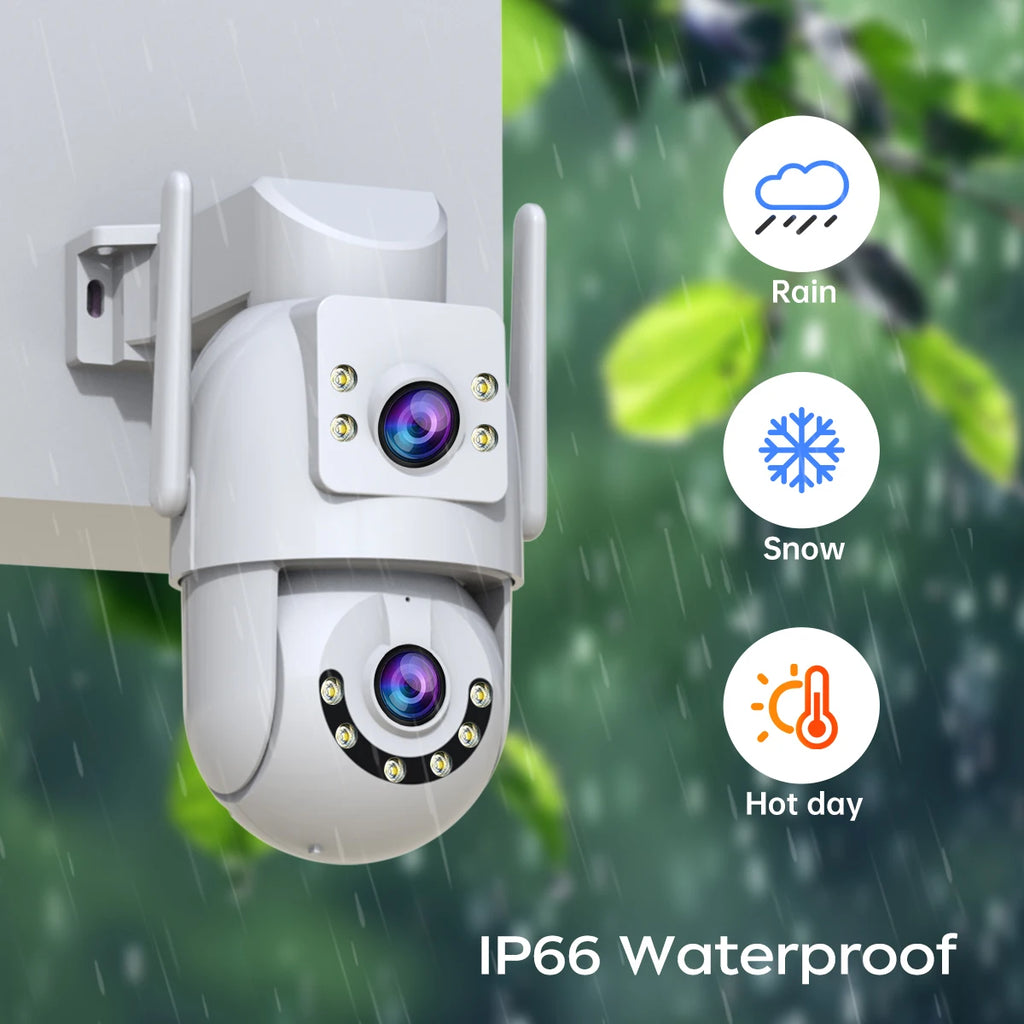 Cámara de Seguridad Inteligente JOOAN 4MP – Doble Lente y Doble Pantalla (WiFi Dual-Band)
