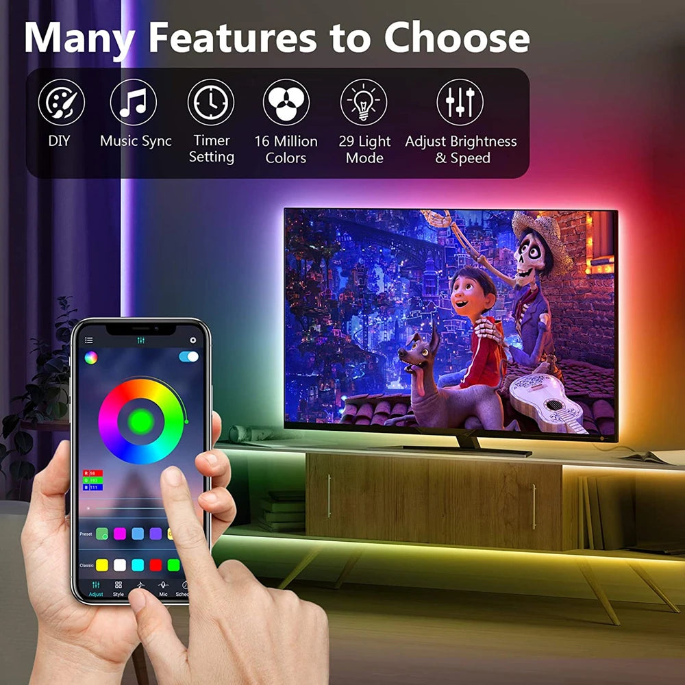 Cinta LED RGB 5050 Inteligente para TV (5V) – Control Remoto y Conexión USB