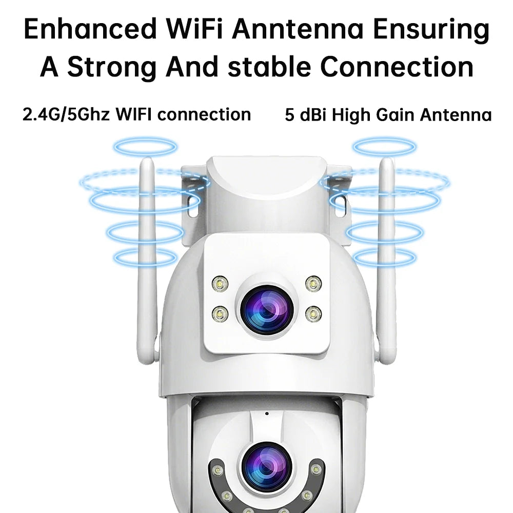 Cámara de Seguridad Inteligente JOOAN 4MP – Doble Lente y Doble Pantalla (WiFi Dual-Band)