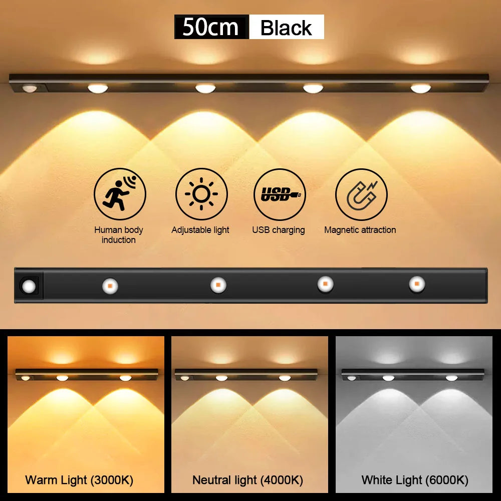 💡 Luz LED Inteligente con Sensor de Movimiento (Barra Ultra Delgada)
