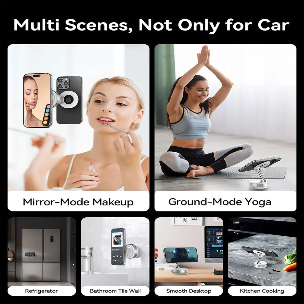 Magnetic Suction Phone Mount 360° – Strong Hold Car & Home Phone Holder-Soporte Magnético para Celular con Succión 360° – Fijación Ultra Fuerte para Carro y Hogar