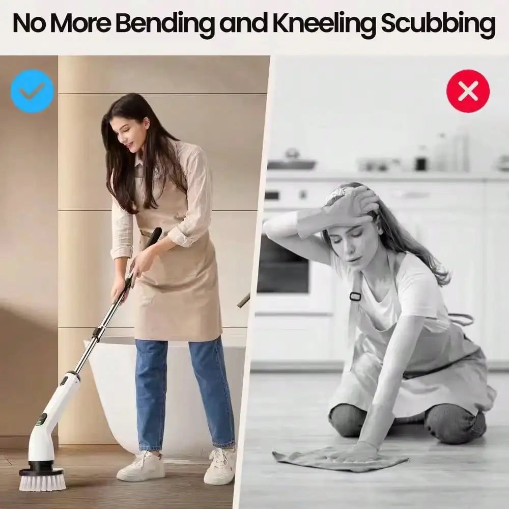 Electric Rotating Cleaning Brush, Rechargeable Cleaning Brush, Shower Cleaning Brush With 9 Brush Heads, 2 Hours Of Battery Life, Dual Speed Adjustment, Retractable Handle, IPX7 Waterproof, Suitable For Bathtubs, Tiles, Floor
