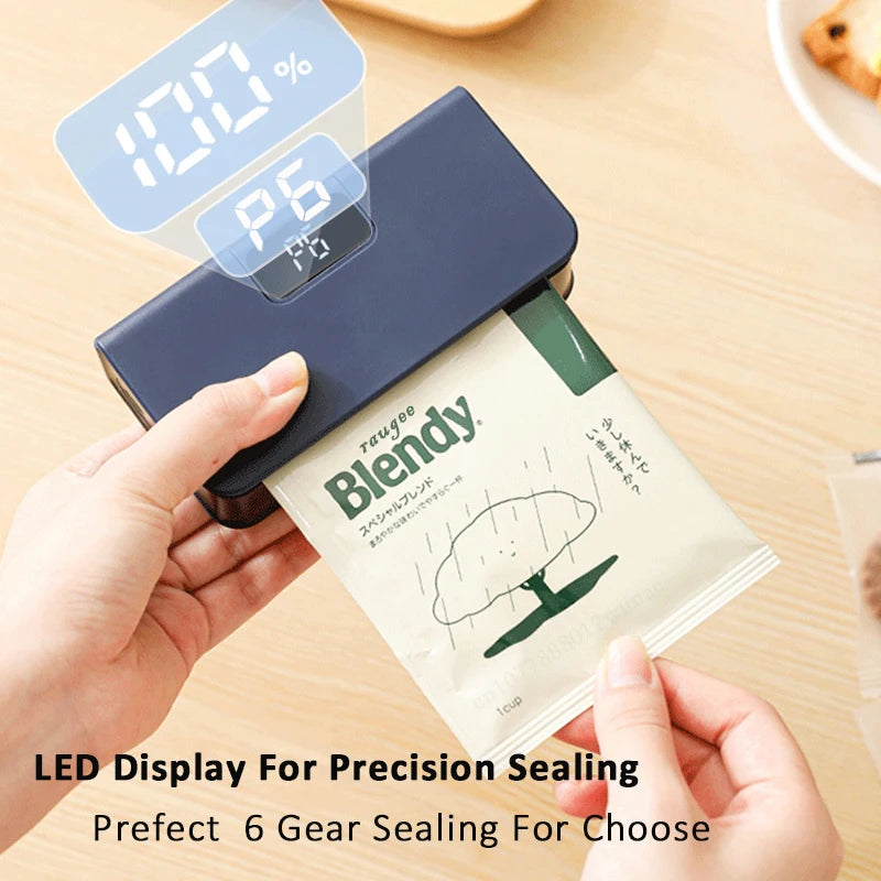 Mini Sellador y Cortador de Bolsas 2 en 1 COOSKR (Recargable con Pantalla LED)