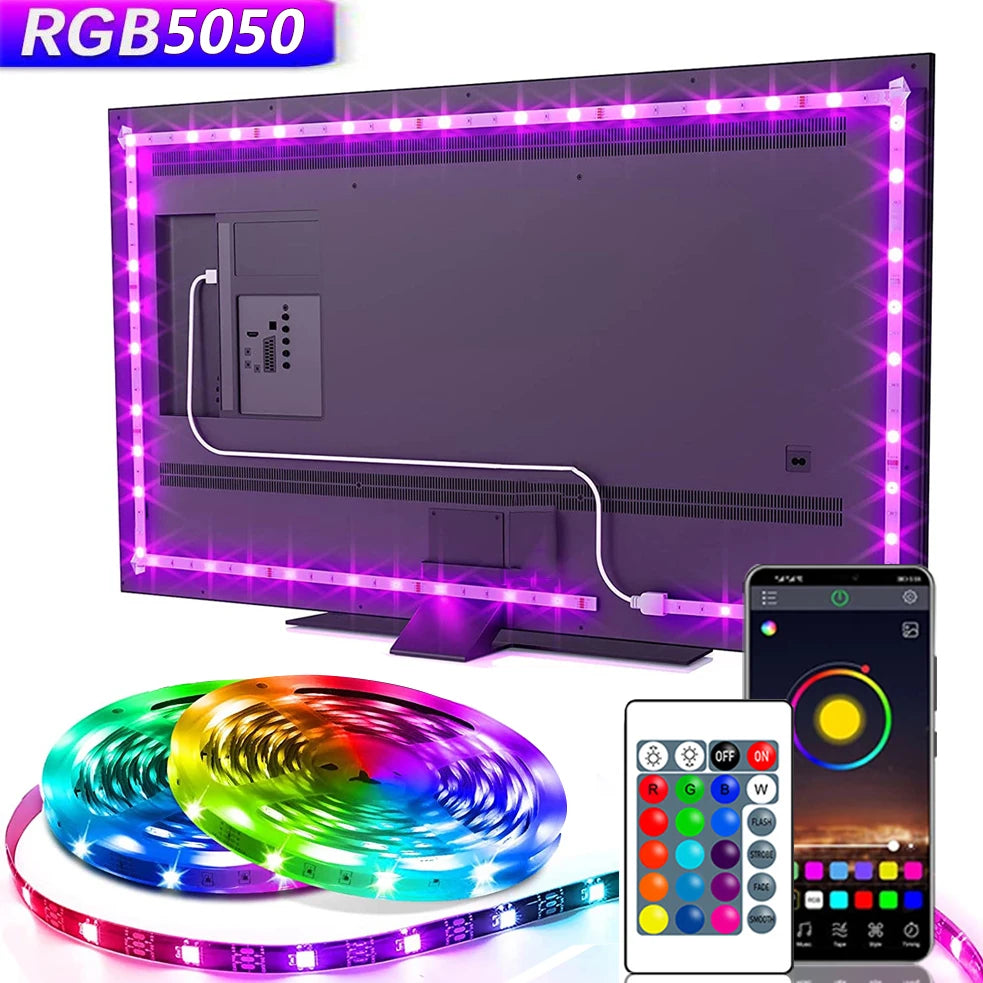 Cinta LED RGB 5050 Inteligente para TV (5V) – Control Remoto y Conexión USB