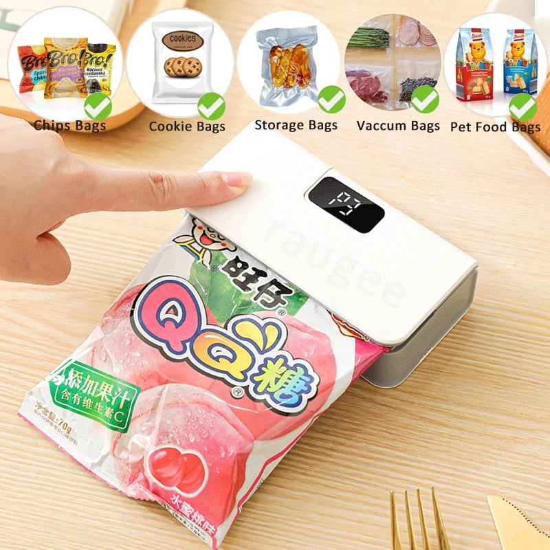 Mini Sellador y Cortador de Bolsas 2 en 1 COOSKR (Recargable con Pantalla LED)