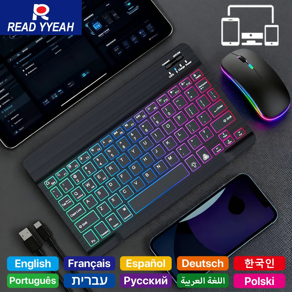 Combo Teclado Inalámbrico Retroiluminado y Mouse Multicolor READYYEAH